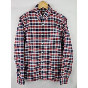 Gap Men's Shirt Size Medium Red Blue Plaid Long Sleeve Button Down Top